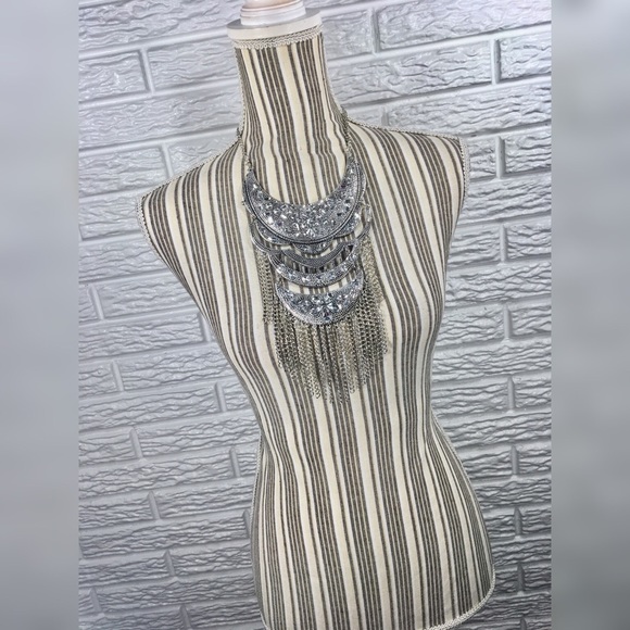 Silver & Rhinestone Boho Statement Necklace - Picture 6 of 6